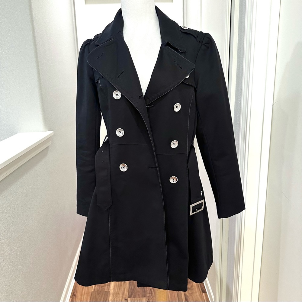 White House Black Market Black Trench Coat